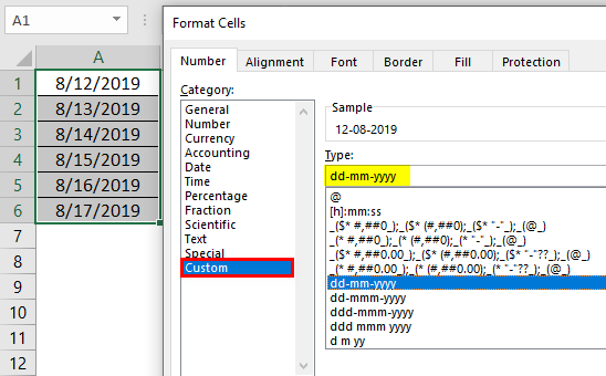 Format Cell in Excel Example 1