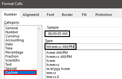 Formatting Time in Excel Example 1.12