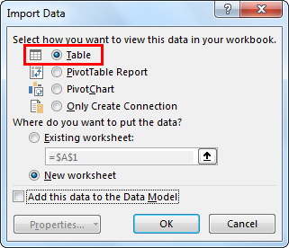 Table or Connection