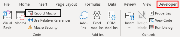 how to record macros in excel Example 1.5