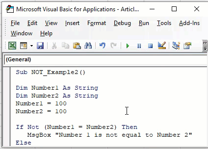 VBA IF NOT Example 3