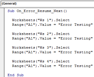 VBA On Error Resume Next Example 1