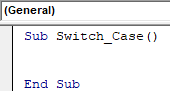 VBA Switch Case Example 1-1