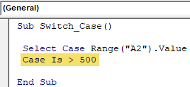 VBA Switch Case Example 1-3