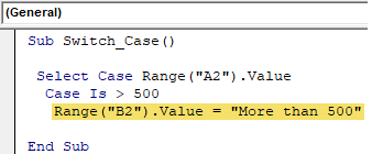 VBA Switch Case Example 1-4