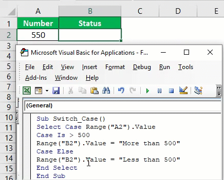 VBA Switch Case Example 1-7