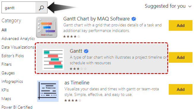 Add Gantt Charts in Power BI