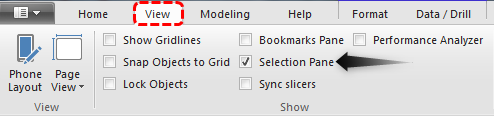 Power BI Bookmarks - Selection Pane