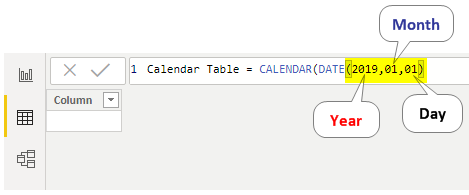 Power BI Calendar (Elements)