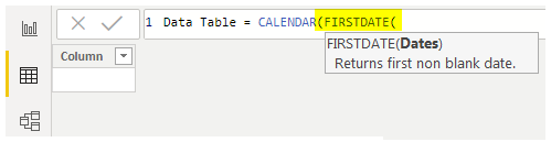 Power BI Calendar (First Date)