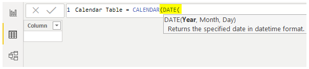 Power BI Calendar (calendar date)