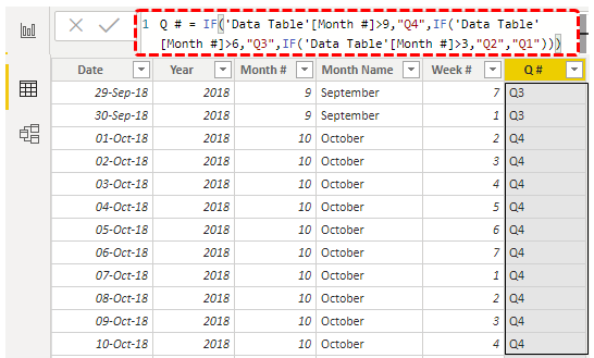 Power BI Calendar (quarter)
