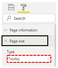 Power BI tooltip (Page Size)