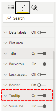Power BI tooltip (Tooltip on)
