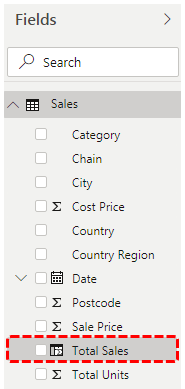 Power Bi Dax (Total Sales Column)