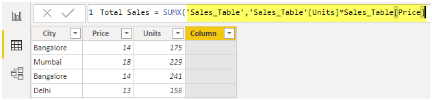 SUMX Power Bi Example 1-6