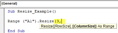VBA Resize Example 1-3