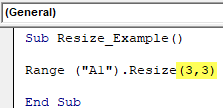 VBA Resize Example 1-4