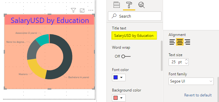 Power BI Visual #2 - Donut Chart (Title Text)