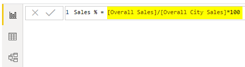 measure power bi (Sales %, overall sales)