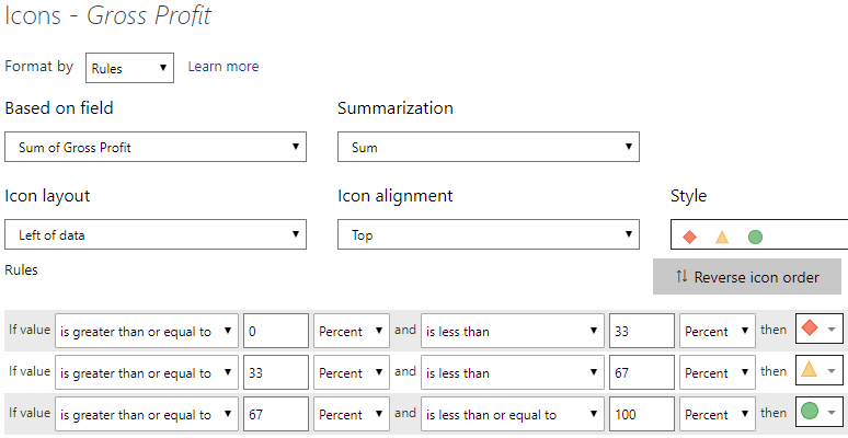 opens Icon Options