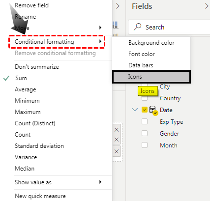 power bi icon (Conditional Formatting)