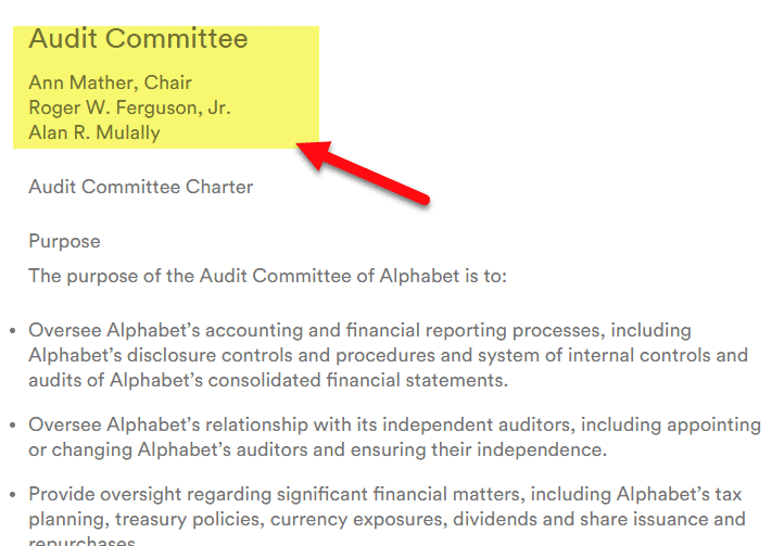 Audit Committee Example