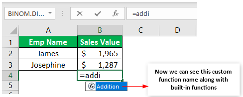 Custom Excel Function Example 1-5