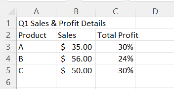 Formatting Text In Excel - Example