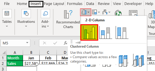 Interactive Chart in Excel Example 1.13