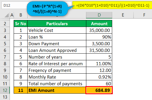 Loan calculator Example 1-3 (Emi Amt)