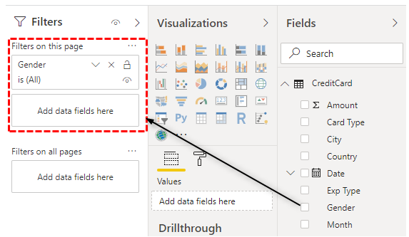 Power BI Filters - Filter on this page