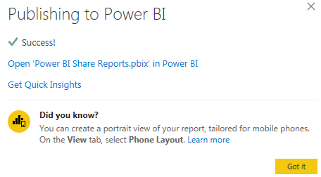 Power BI Publish Reports