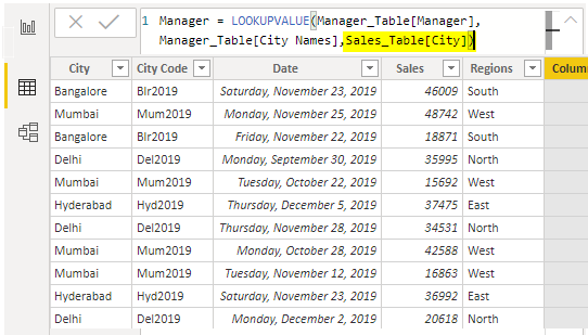 Power BI Vlookup (Manager-city)