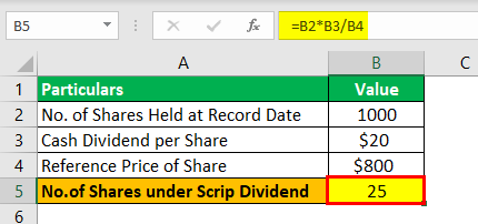 Scrip Dividend Example
