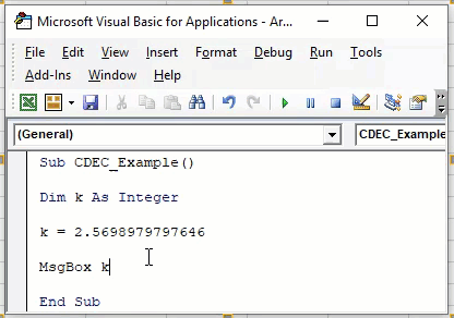 VBA CDEC Example 1