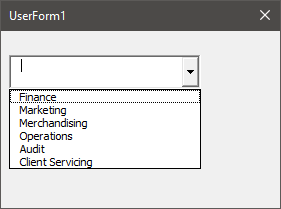 VBA Combo box Example 1-22