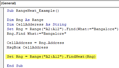 VBA Find Next - Example 1-10