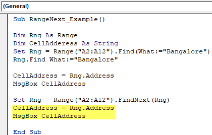 VBA Find Next - Example 1-11