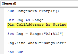 VBA Find Next - Example 1-6