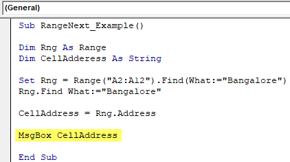 VBA Find Next - Example 1-8