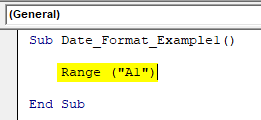 VBA Format Date Example 1.3