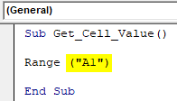 VBA Get cell value Example 1-3