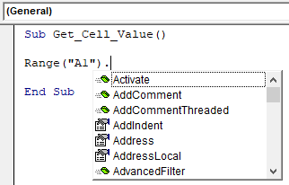 VBA Get cell value Example 1-4