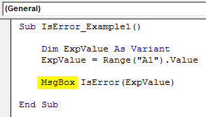 Excel VBA ISERROR - Example 1.6