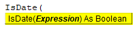 VBA IsDate Formula
