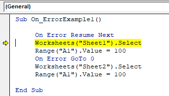 VBA On Error Goto 0 Example1.6