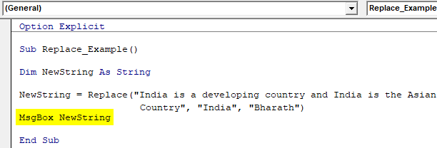 VBA Replace String Example 1-6