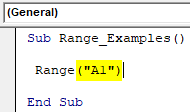 VBA Set Range Example 1-1