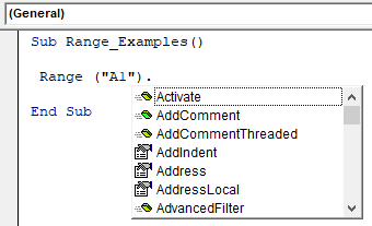VBA Set Range Example 1-2